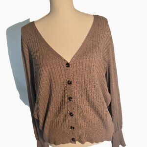 Mocha Mousse Soft Cardigan Size M Flattering Light Material